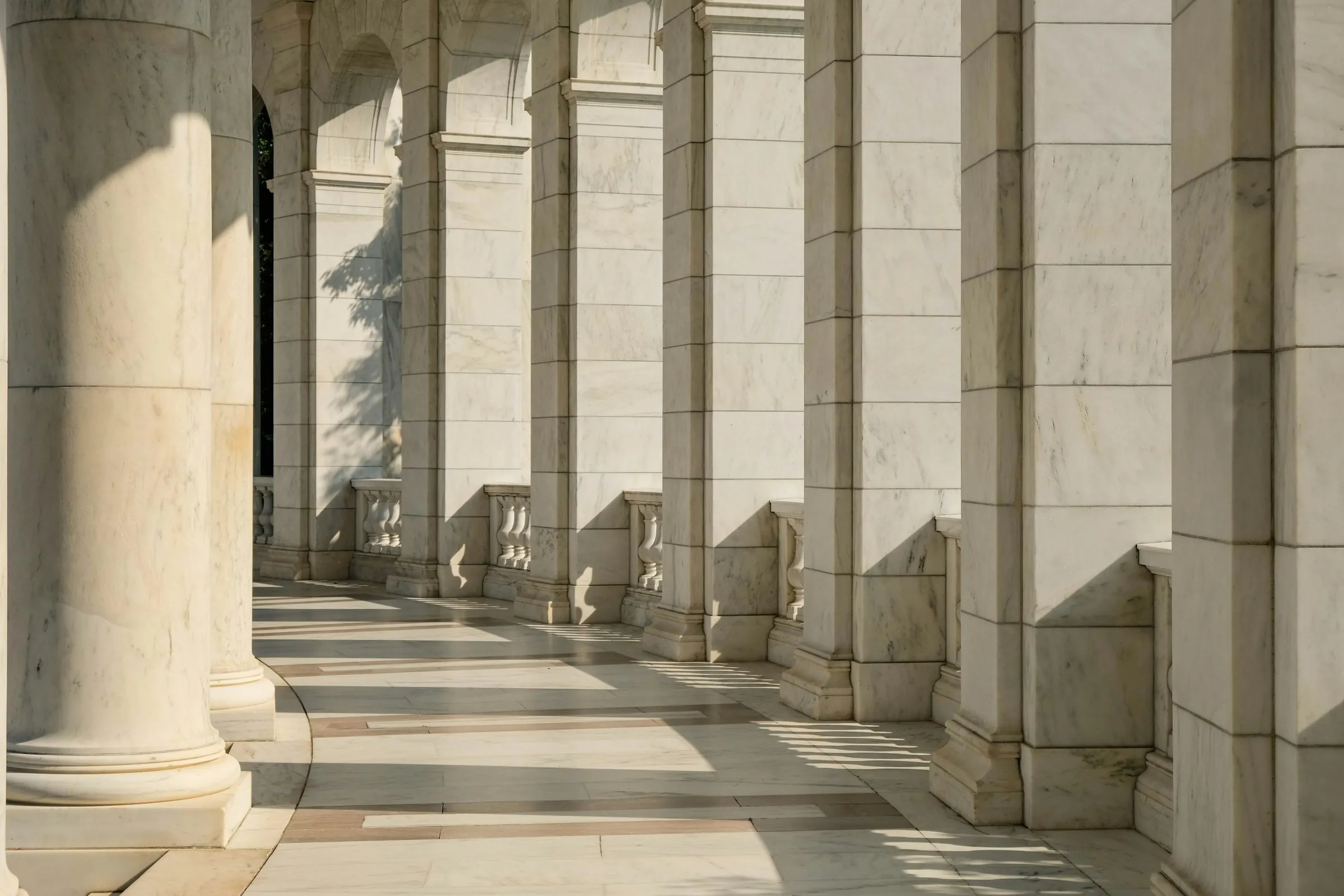 Rows of beige columns at Arlington National Cemetery